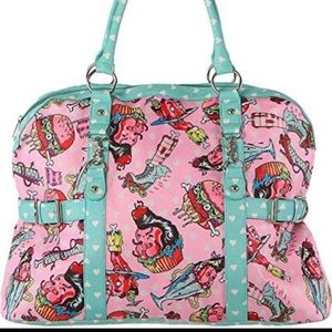 Iron Fist Pink and Blue Zombie Diner Overnight Bag